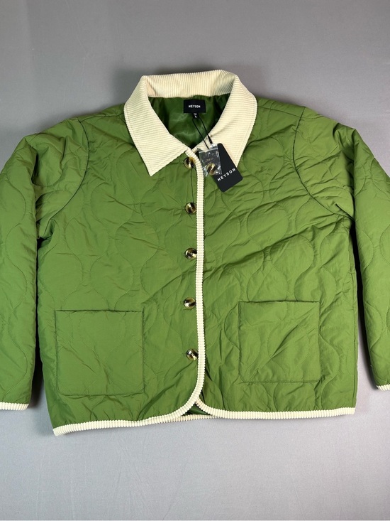 Heyson Jackets & Blazers - Stunning HEYSON Quilted Green Jacket with Cream Trim and Buttons Large NWT